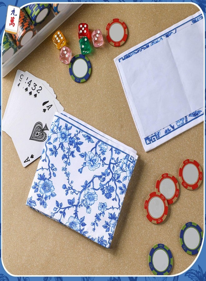 Sonwyoung 4 Pack Chinoiserie Mahjong Card Holder Chinoiserie Print Mahjong Card Sleeve Large Size(6 1/8”x4 3/4”) Soft Printed Fabric Scorecard Protector Holder Cover Gifts(Blue) - Image 5